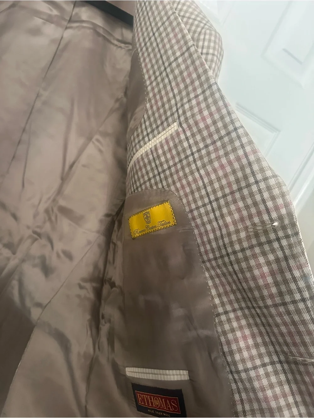 Ethomas Men's Checked Sport Coat in Brown and Cream
